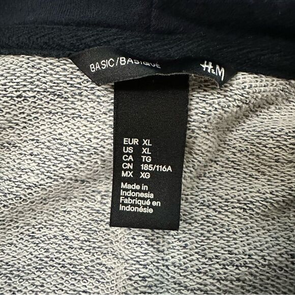 H&M Blue Zip Up Sweater with Hood Casual Lightweight Size XL - Picture 3 of 3